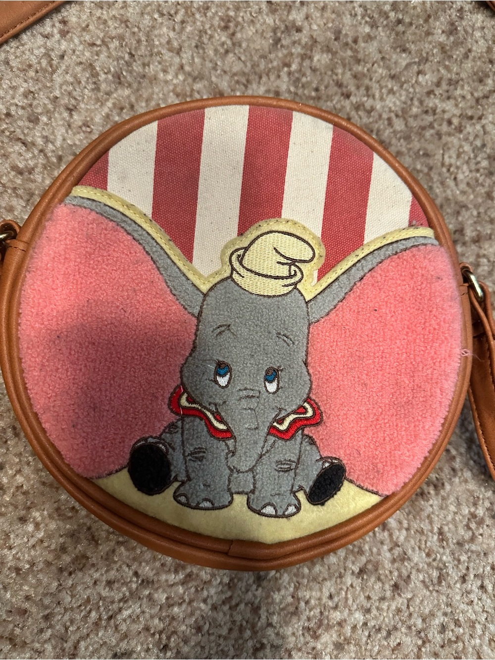 Loungefly Pink & Brown Dumbo Round Crossbody Bag